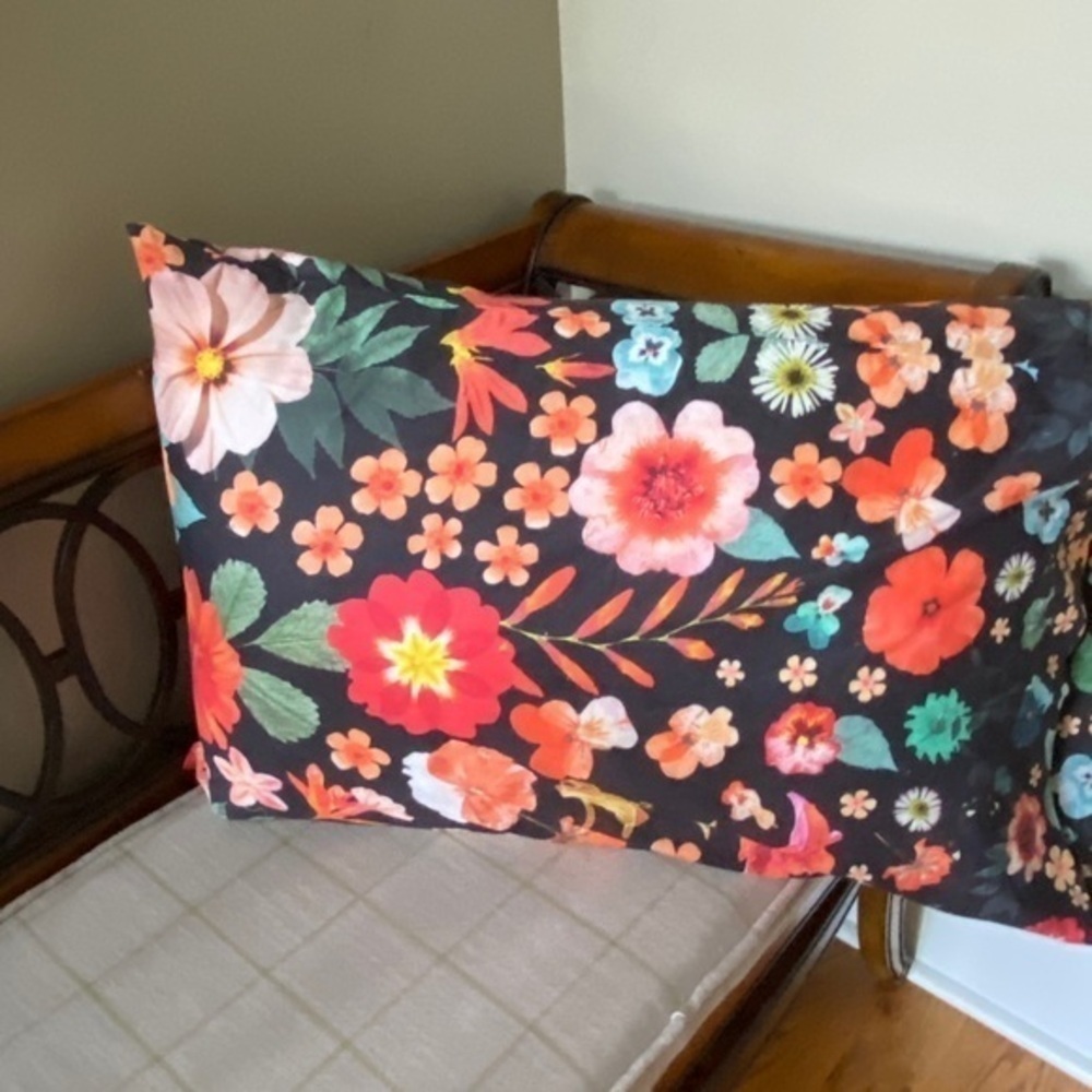 Urban Outfitters Black Floral Pillow Sham